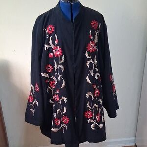 Floral Embroidered Black Dress Jacket